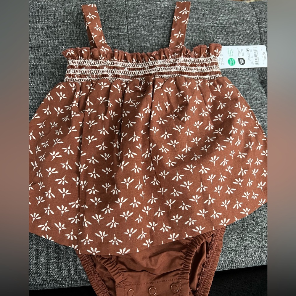 NWT Brown Floral Romper 6M